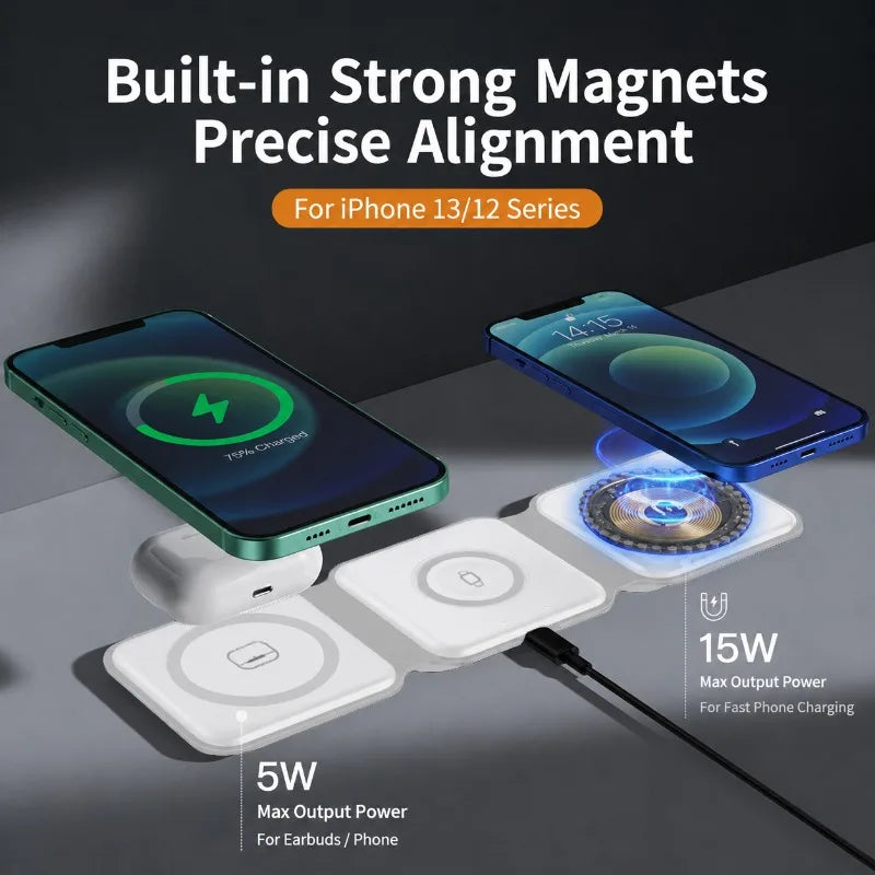 Voltex 3-in-1 Foldable Wireless Charger (15W/3W)