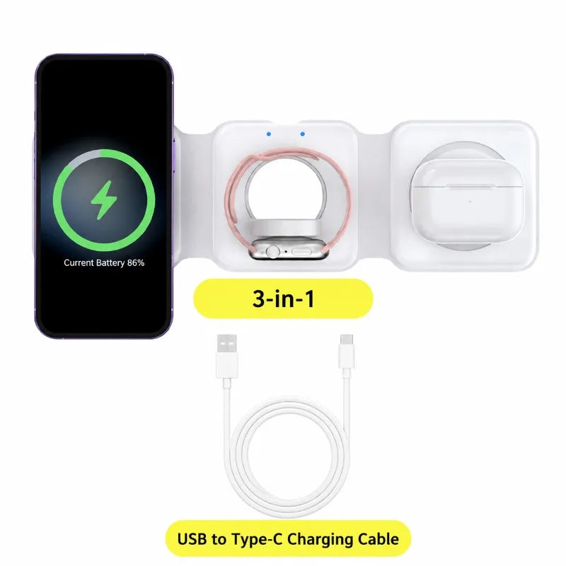 Voltex 3-in-1 Foldable Wireless Charger (15W/3W)