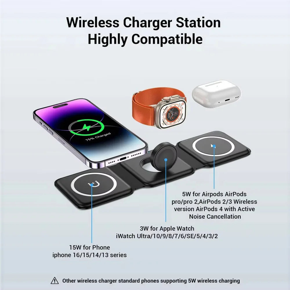 Voltex 3-in-1 Magnetic Folding Wireless Charger (15W)