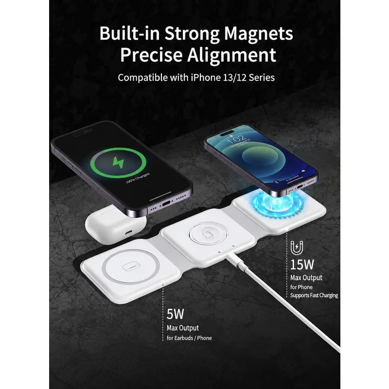 Voltex 3-in-1 Foldable Wireless Charger (15W/3W)