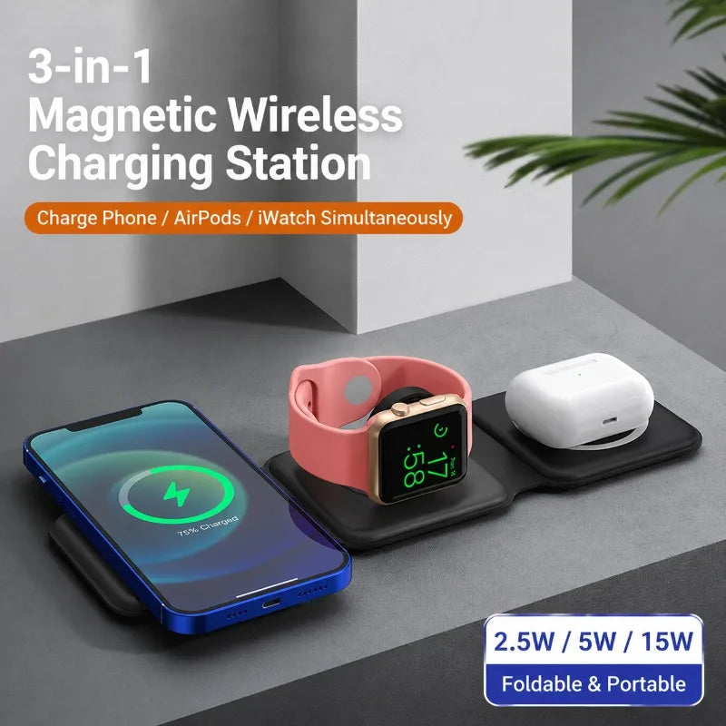 Voltex 3-in-1 Foldable Wireless Charger (15W/3W)